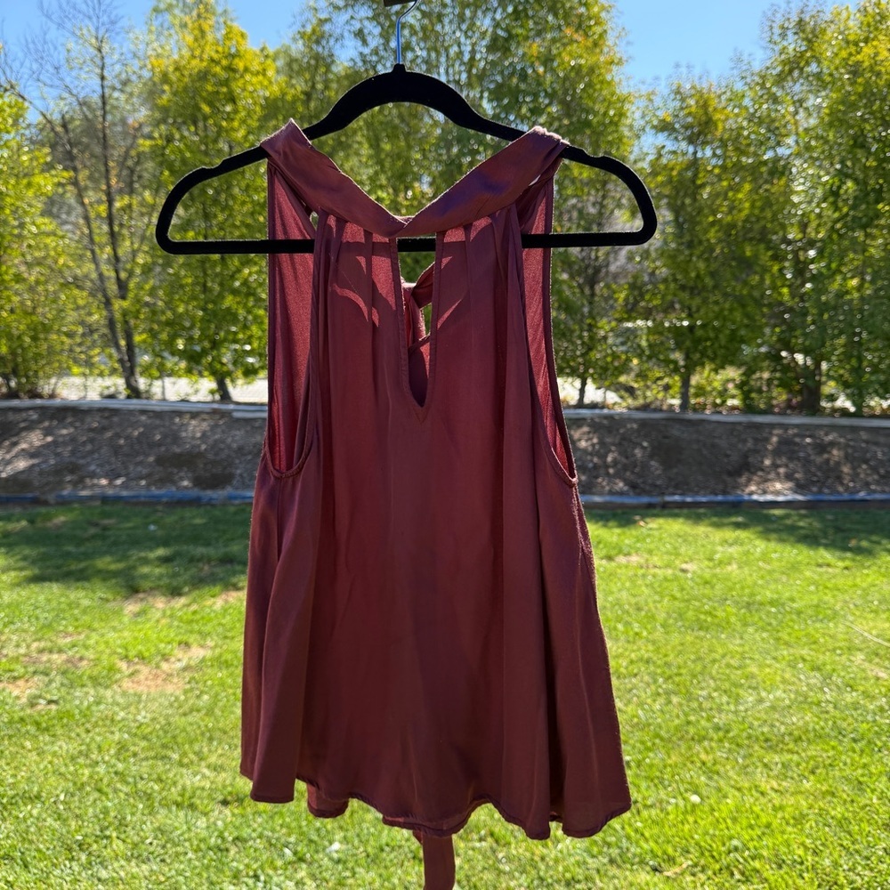Astr Red Relaxed Tank Top with V-Neckline #156